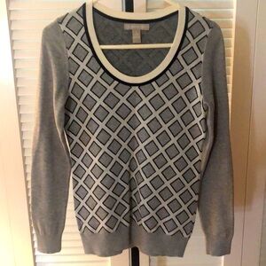 Banana Republic Size Mall Gray, black and white long sleeve sweater EUC